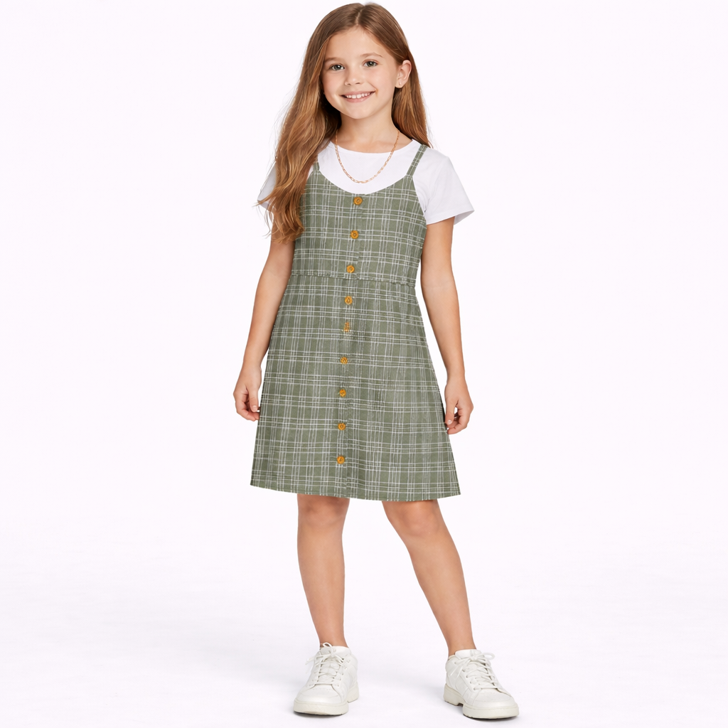 Rare Editions Big Girls Jumper, Short Sleeve Tee and Necklace Set - Sage