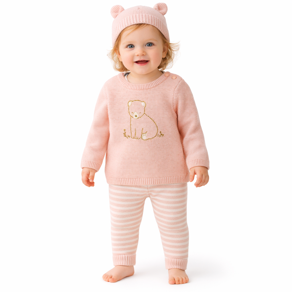 Carters 3 pc Baby Girls Bear Top & Bottom Set