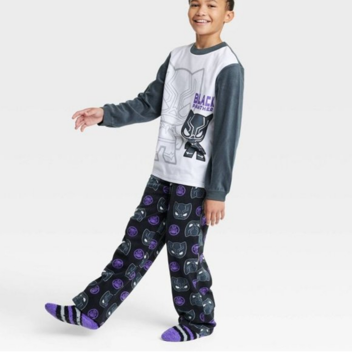 Marvel boys Black Panther Pajama 2pc Set - Gray XS
