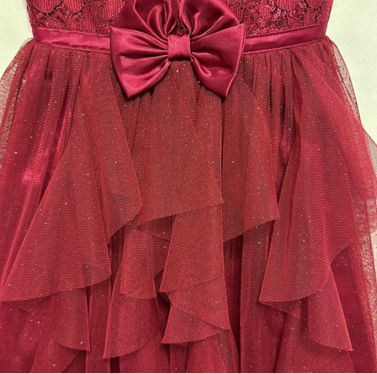 Elegant Red Girl's Dress with Bow