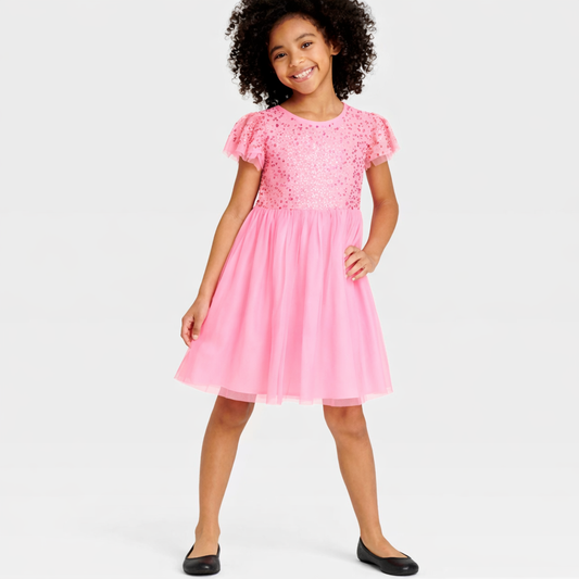 Girl Pink Sparkle Kids Dress Cat & Jack