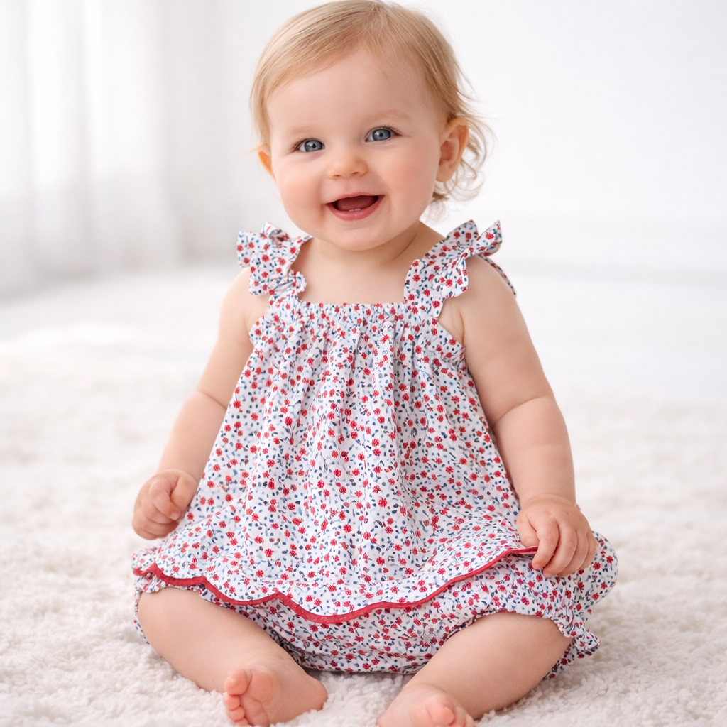 Baby Girls' Floral Bow Top & Bottom Set - Cat & Jack™ Blue/Red 6-9M