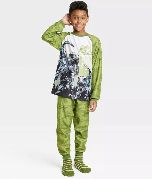 Green Dinosaur Kids Pajamas