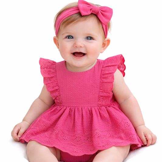 Blueberi Boulevard Baby Girls Lace Trim Fit-and-Flare Sundress Fuchsia