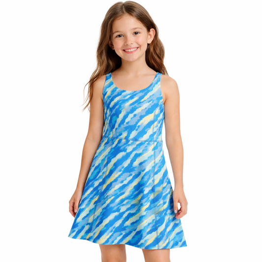 ID Ideology Tie-Dyed Flounce Dress, Deep Cobalt - girl Size M