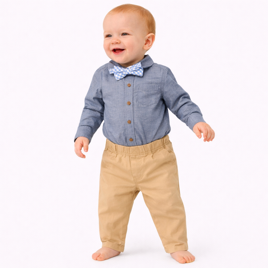 Carter's Baby boy  Blue Shirt and Tan Pants Set