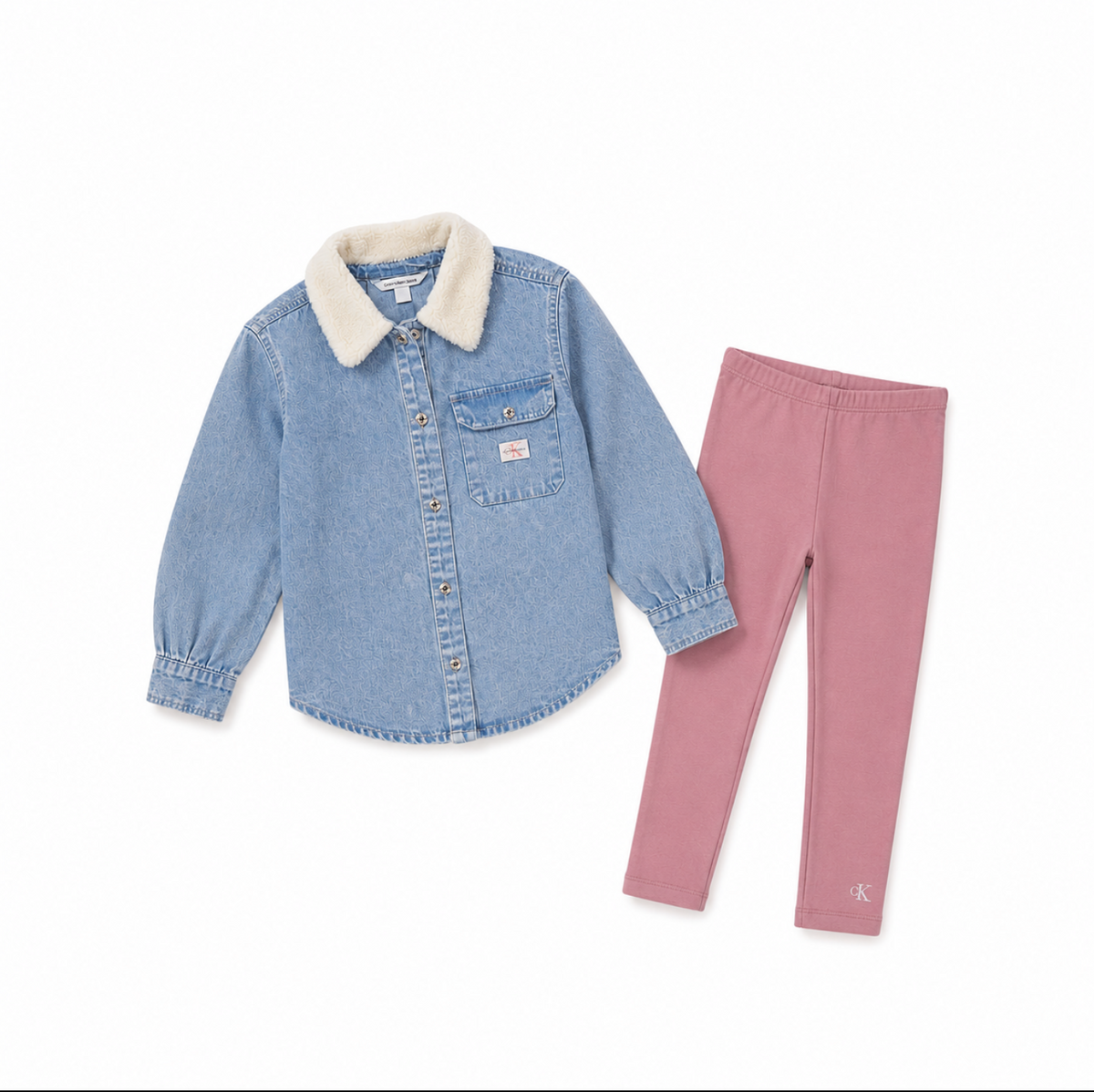 Calvin Klein Girls 3-Piece Sherpa Denim Set 6X