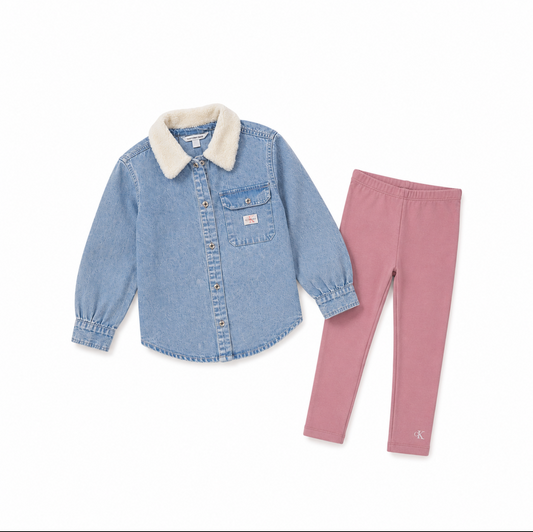 Calvin Klein Girls 3-Piece Sherpa Denim Set 6X