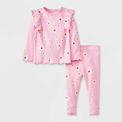 Baby Girls' Floral Ribbed Top & Bottom Set - Cat & Jack