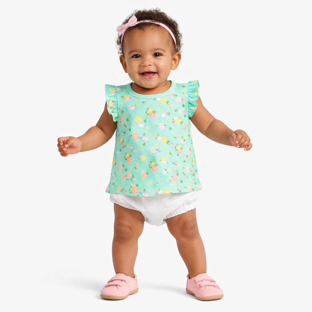 First Impressions Baby Girls Floral-Print Flutter-Sleeve T-Shirt