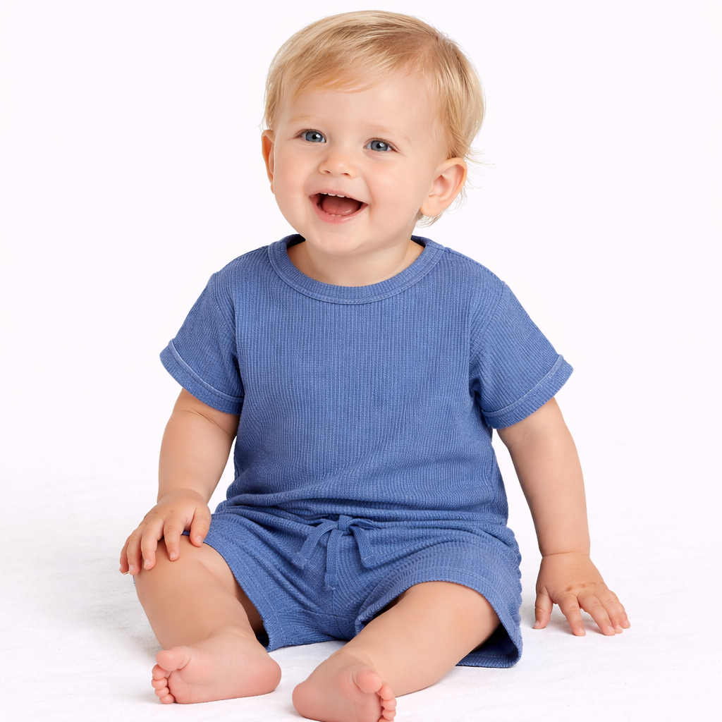 Baby Waffle Top & Bottom Set - Cat & Jack™ Blue
