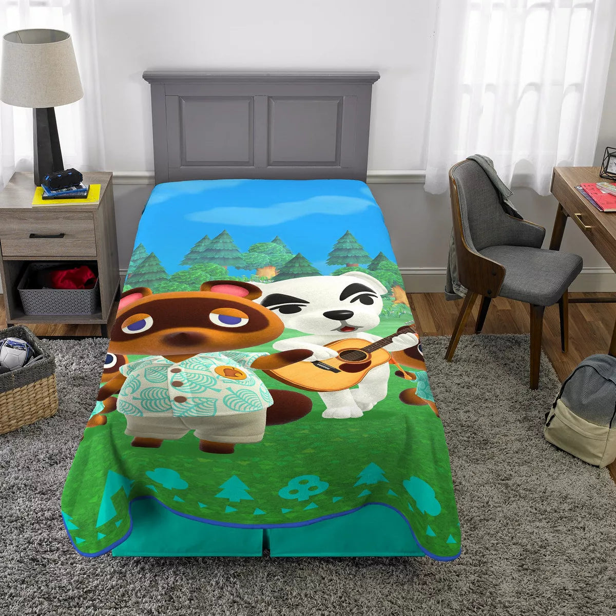 Franco Animal Crossing Fleece Blanket 62x90 Twin/Full Green