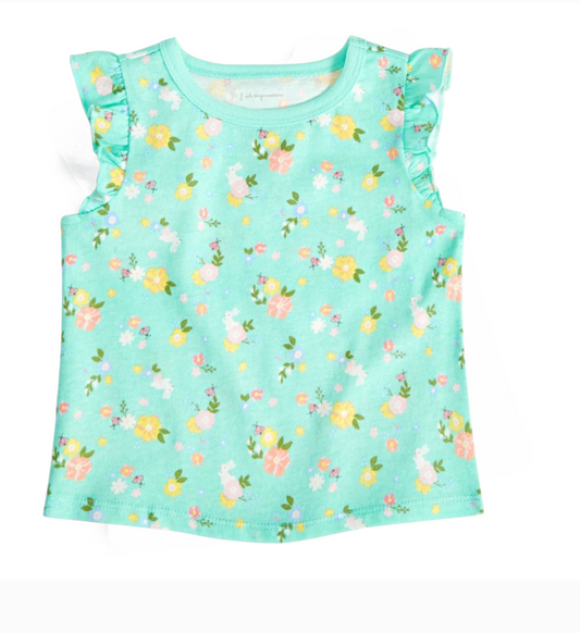 First Impressions Baby Girls Floral-Print Flutter-Sleeve T-Shirt
