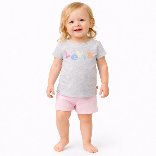 Levi's Light Gray Tee with Multicolor Logo
