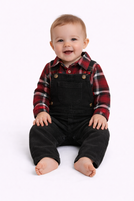 Carter's Just One You® Baby Boys' Plaid Denim Overalls Set - Red/Black 9M
