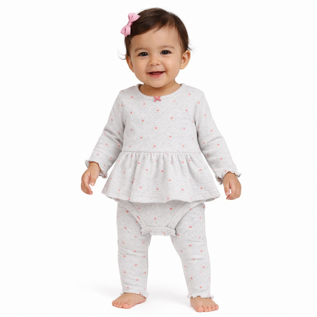 Baby Girl Carter's 2-Piece Heart Peplum Bodysuit & Pant Set