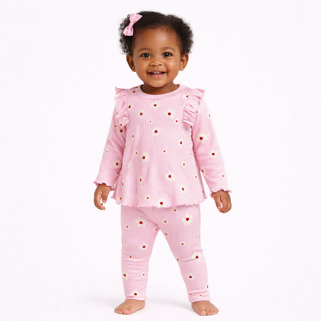 Baby Girls' Floral Ribbed Top & Bottom Set - Cat & Jack