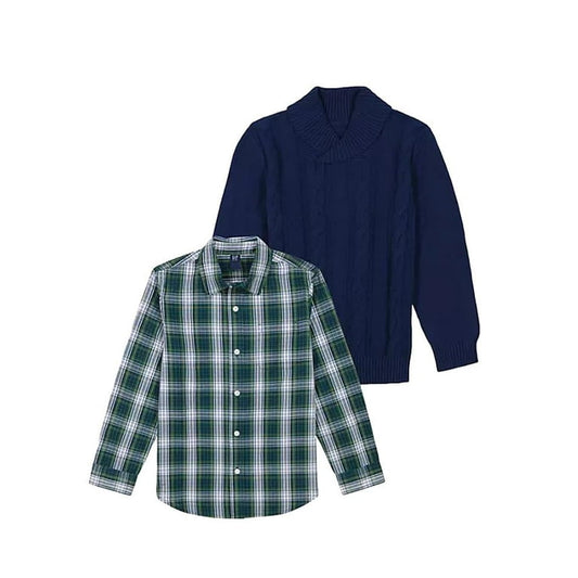 Gap Boys Sweater Shirt Set Navy/Green 
Size S