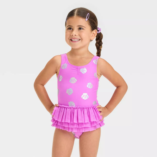 Toddler Girls' Tutu Printed One Piece Swimsuit - Cat & Jack