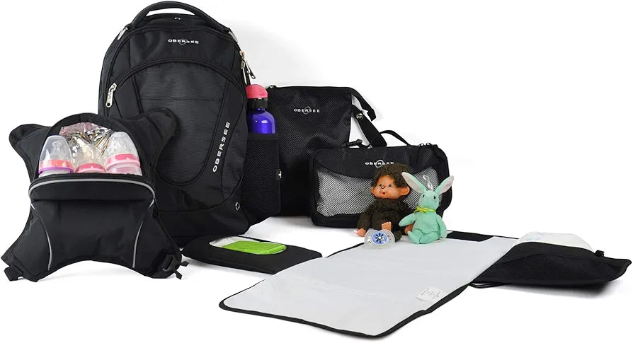 Oslo Diaper Bag Backpack with Detachable Cooler, Silver Grey