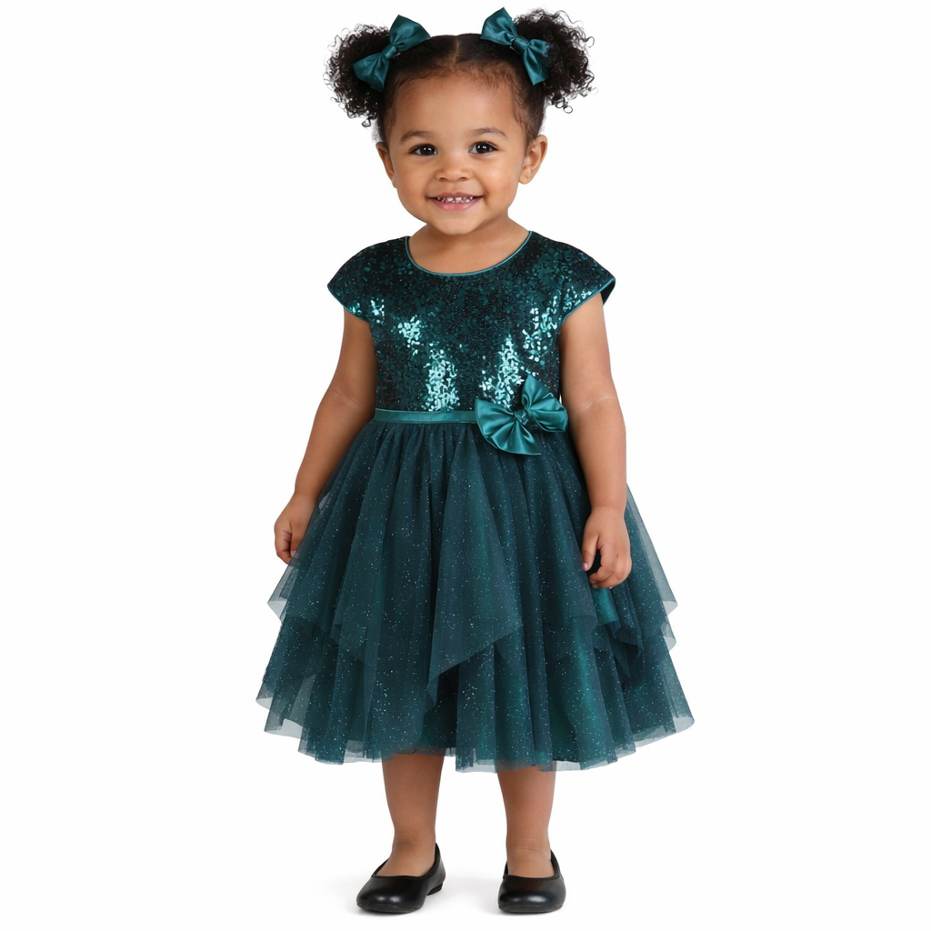 Girl Dress Sparkling Teal