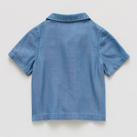 Okie Dokie Baby Boys Short Sleeve Regular Fit Button-Down Shirt