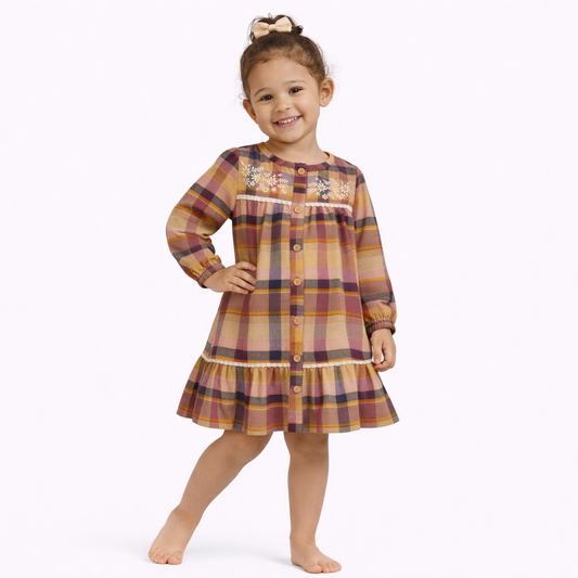Kids Headquarters Toddler and Little Girls Crochet Trim Dress