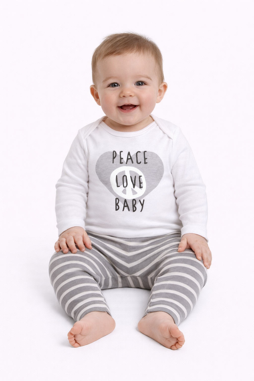 Hanes Ultimate Baby Boy Ultimate Flexy 2-Piece set Pants with Long Sleeve Crew Tee