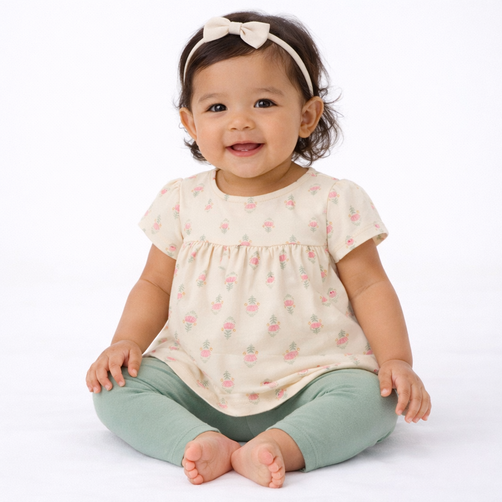 Carter's  Baby Girls' Ruffle Top & Bottom Set Tunic & Pull-on Pant Outfit
