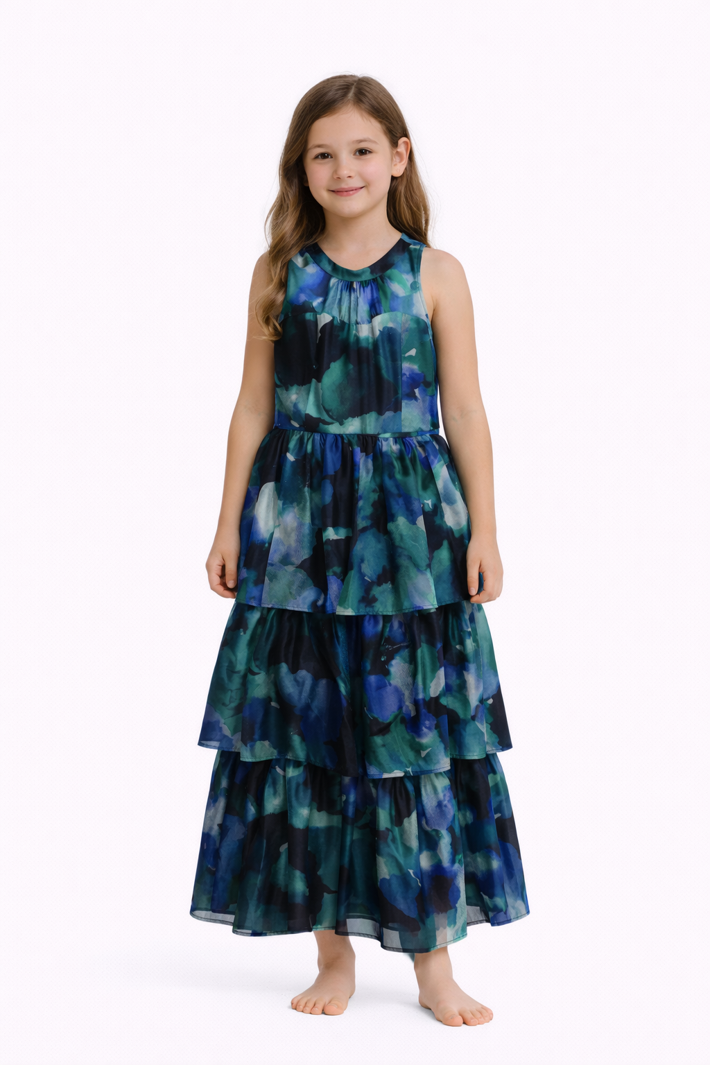 Speechless Floral-Print Organza Tiered Maxi Dress