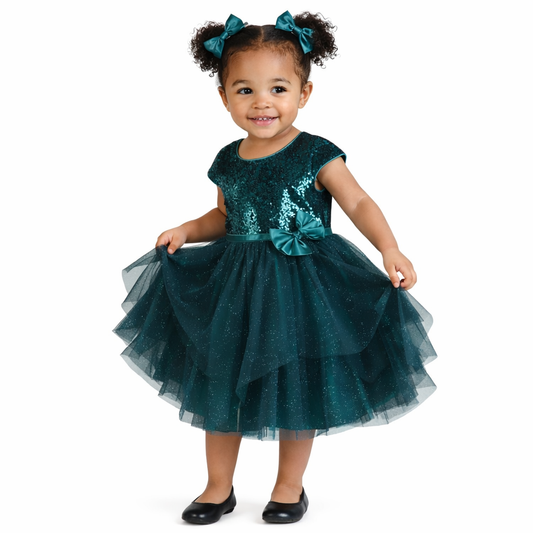 Girl Dress Sparkling Teal