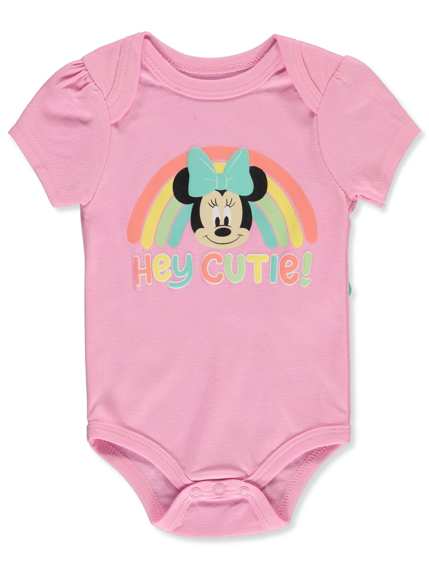 Disney Pink Minnie Mouse Baby Onesie and Rainbow Pants Set