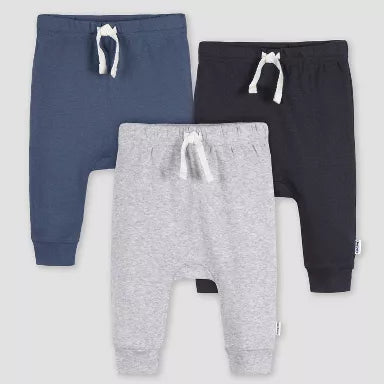 Gerber Baby Jogger Pants 3-6M Heathered Gray Cotton Knit - Boy
