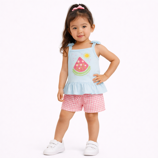 Kids Headquarters Toddler Girls Watermelon Shorts Set,