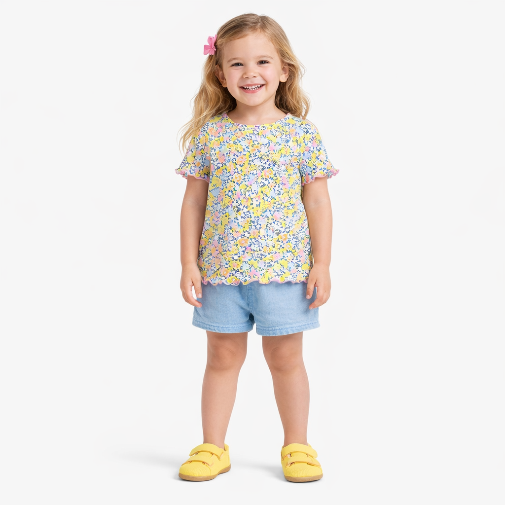 Epic Threads Little Girls Field Flowers Printed T-Shirt - Bright White