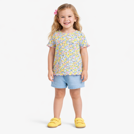 Epic Threads Little Girls Field Flowers Printed T-Shirt - Bright White