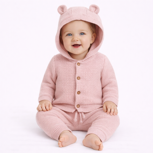 Carter's Just One You Baby Girls' Solid Sweater Top & Bottom Set - Pink 6M: Midweight Cotton Acrylic, Long Sleeve, Button Down