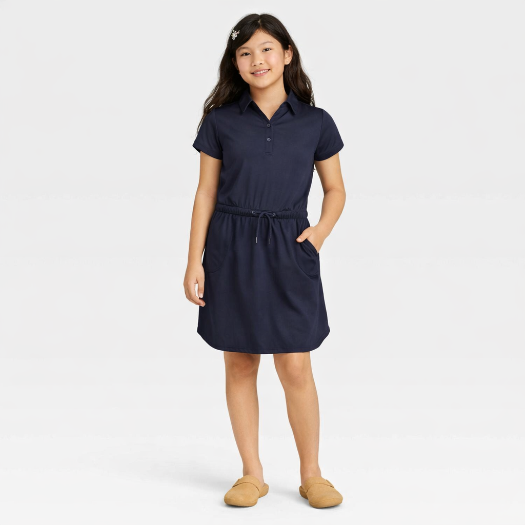 Nautica Girls' Performance Short Sleeve Dress